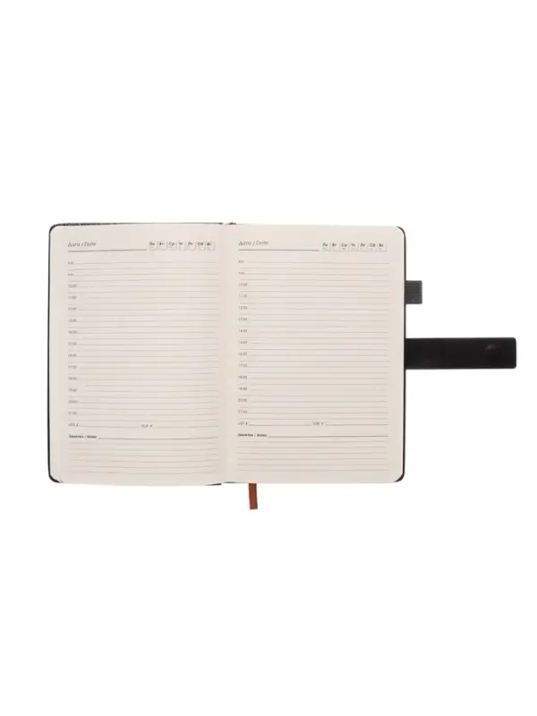 Ежедневник недатированный формат А5, с хлястиком, 112л, линия, держатель, пвх, Черный Ежедневник недатированный формат А5, с хлястиком, 112л, линия, держатель, пвх, Черный