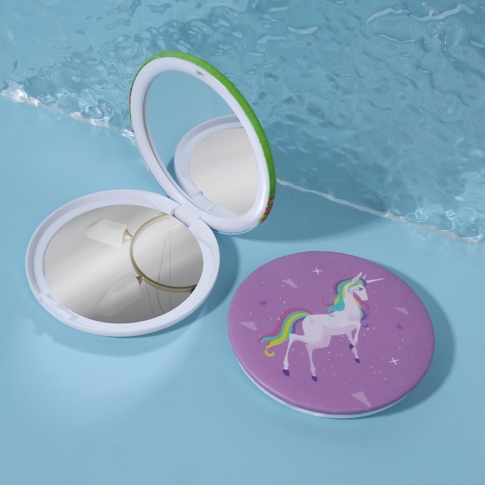 Зеркало складное «Единорог», d = 7,5 см, рисунок МИКС Зеркало складное «Единорог», d = 7,5 см, рисунок МИКС