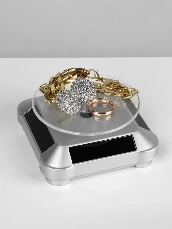 Подставка для украшений QF, универсальная, вращающаяся на 360 градусов, 10&times;10&times;4.5 см, цвет серебро