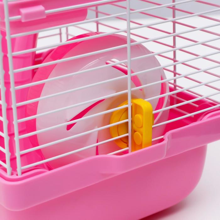 Клетка для грызунов укомплектованная, 23 х 19 х 28 см, розовая