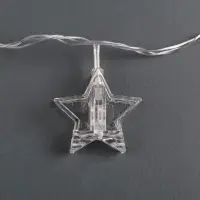 Гирлянда &laquo;Нить&raquo; 4.5 м с насадками &laquo;Прищепки-звёзды&raquo;, IP20, прозрачная нить, 20 LED, свечение синее, 220 В