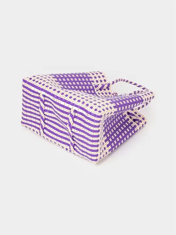 Сумка плетёная, 40&times;20&times;55 см, пластик, фиолетово-белая