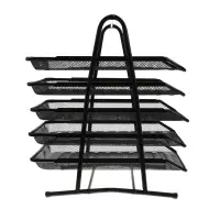 Лоток для бумаг, горизонтальный, металлическая сетка, 5 отделений, чёрный