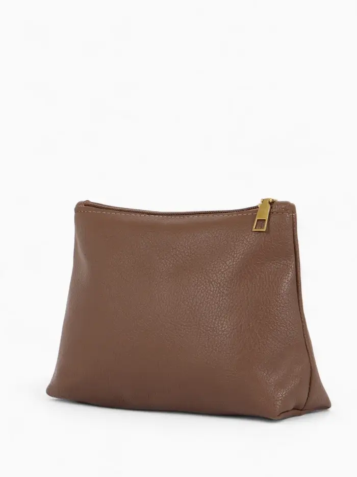 Сумка - мешок женская TEXTURA, на магните, с косметичкой, 34&times;12&times;27 см, коричневая