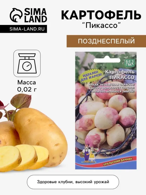Семена Картофель &laquo;Пикассо&raquo;, 0.02 г, &laquo;Уральский дачник&raquo;