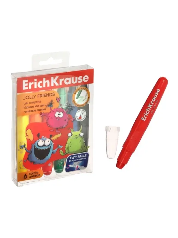 Гелевые мелки 6 цветов ErichKrause Jolly Friends