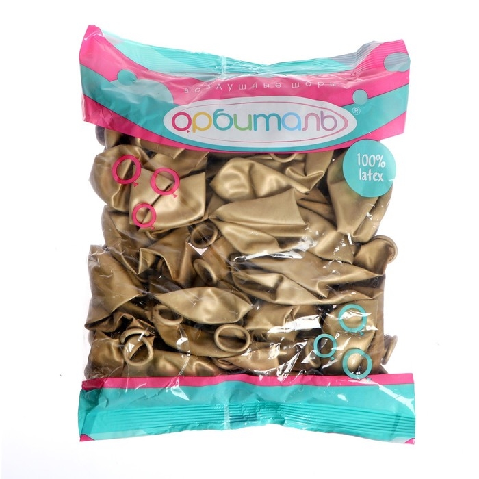 Шар латексный 12 Шар латексный 12", хром, набор 50 шт., цвет золото