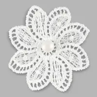 Аппликация для одежды, вязаная, с декором, d=5.5 см, 10 шт., белая