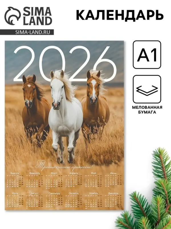 Календарь настенный 2026 «Тройка», А1 Календарь настенный 2026 «Тройка», А1