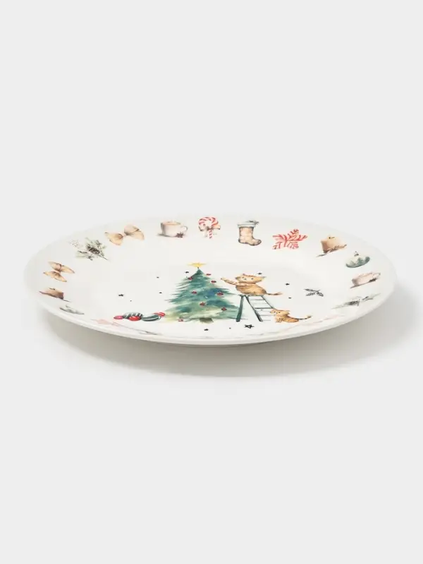 Тарелка новогодняя Доляна «Волшебный праздник», d=25.5 см, фарфор, белая Тарелка новогодняя Доляна «Волшебный праздник», d=25.5 см, фарфор, белая