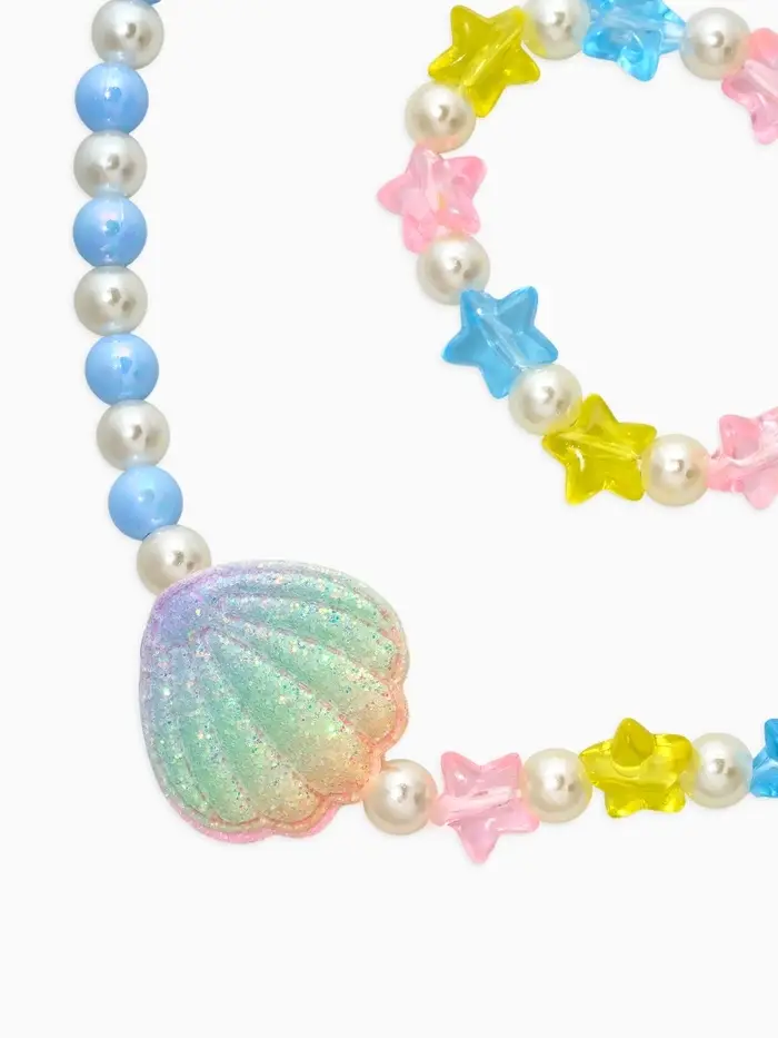 Набор детский "Выбражулька" 2 пред-а: бусы, браслет, ракушка, цветной