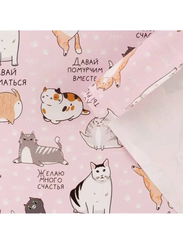 Бумага упаковочная глянцевая «Коты», 70 х 100 см