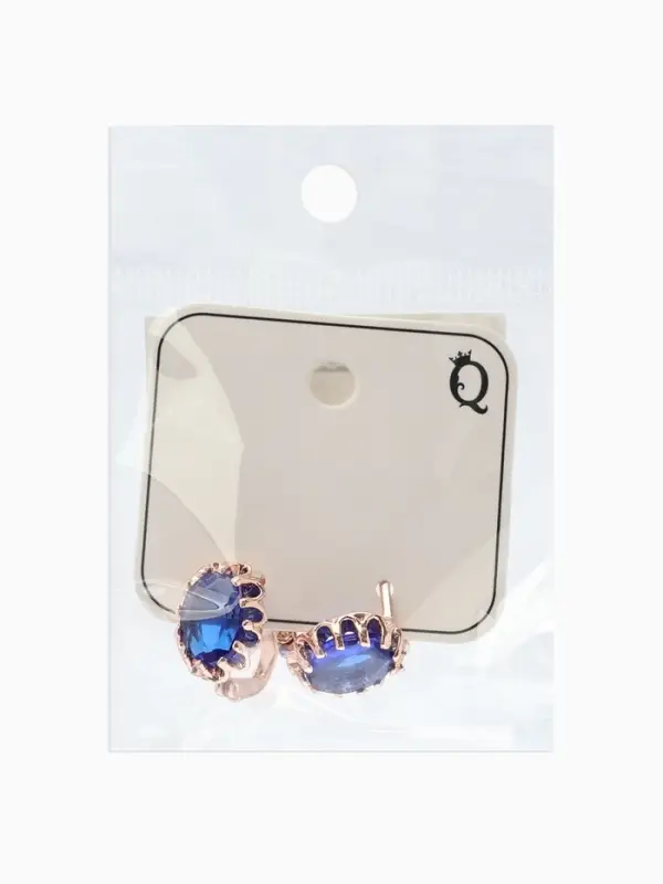 Серьги со стразами &laquo;Эдель&raquo;, овал кружево, синие в розовом золоте