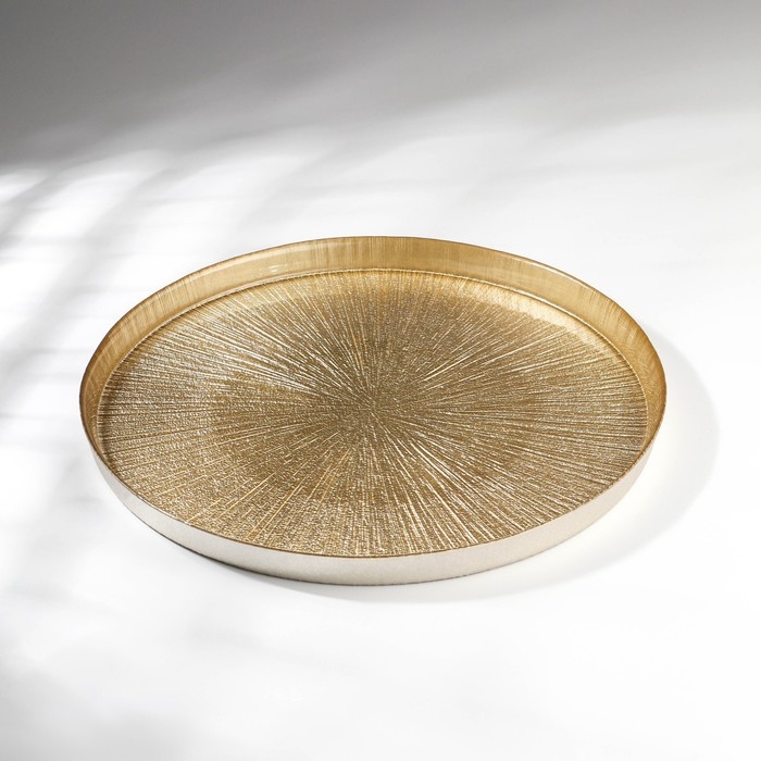 Блюдо «Золотая кувшинка», стеклянное, d=32 см Блюдо «Золотая кувшинка», стеклянное, d=32 см