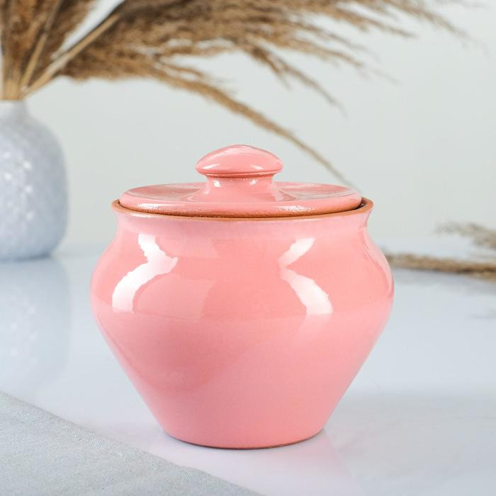 Набор  Набор "Вятская керамика Трио" 0,6 л х 3 шт + ухват, розовый