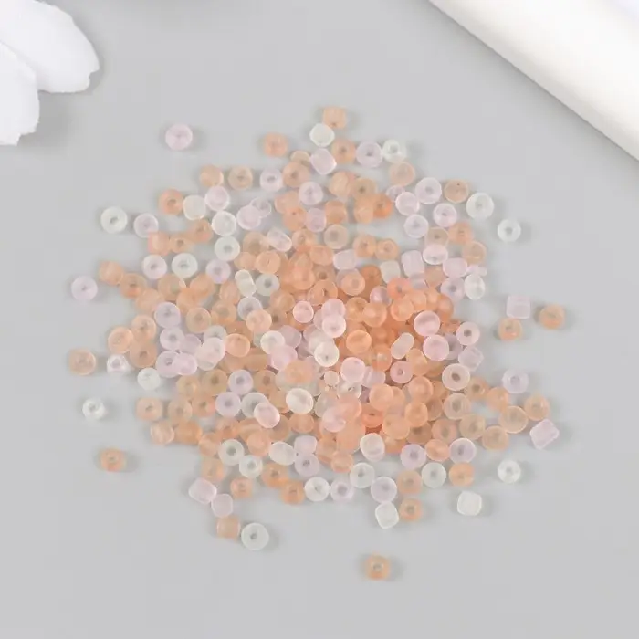 Бисер стекло 8/0  Бисер стекло 8/0 "Матовый полупрозрачный. Меланж бледно красный" 10 гр