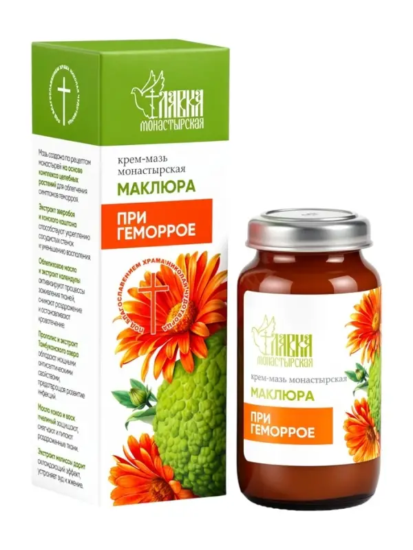 Крем-мазь &laquo;Маклюра&raquo; при геморрое &laquo;Монастырская лавка&raquo; стекло, 30 мл