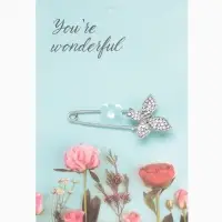 Булавка &laquo;Бабочка&raquo;, 5 см, белая в серебре