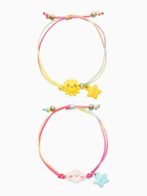 Браслеты детские парные "Выбражулька" неразлучники, солнце, облако, звезды, разноцветный