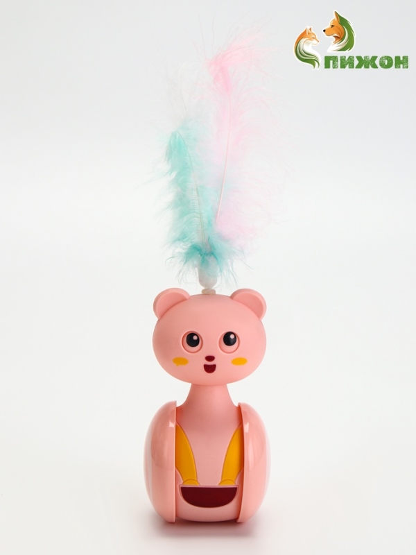 Игрушка-неваляшка с пером под лакомство, 11 х 6 см, Микс цветов Игрушка-неваляшка с пером под лакомство, 11 х 6 см, Микс цветов
