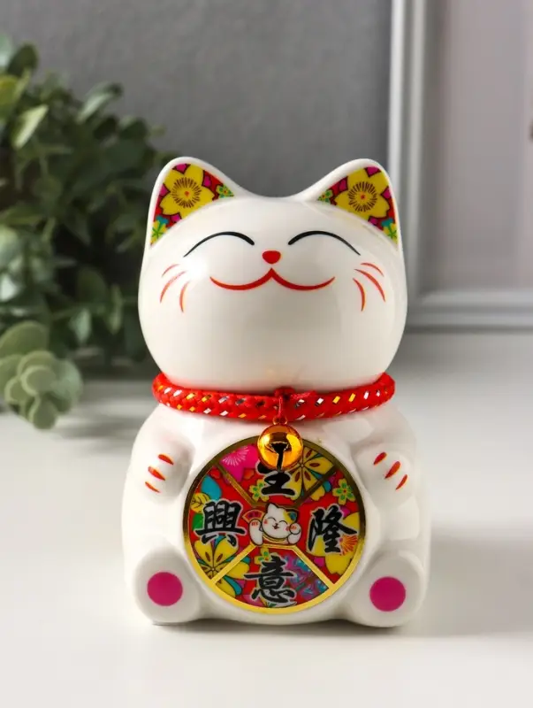 Копилка для денег керамика &laquo;Манэки-нэко с колесом счастья&raquo;, 8&times;8.5&times;12 см, МИКС