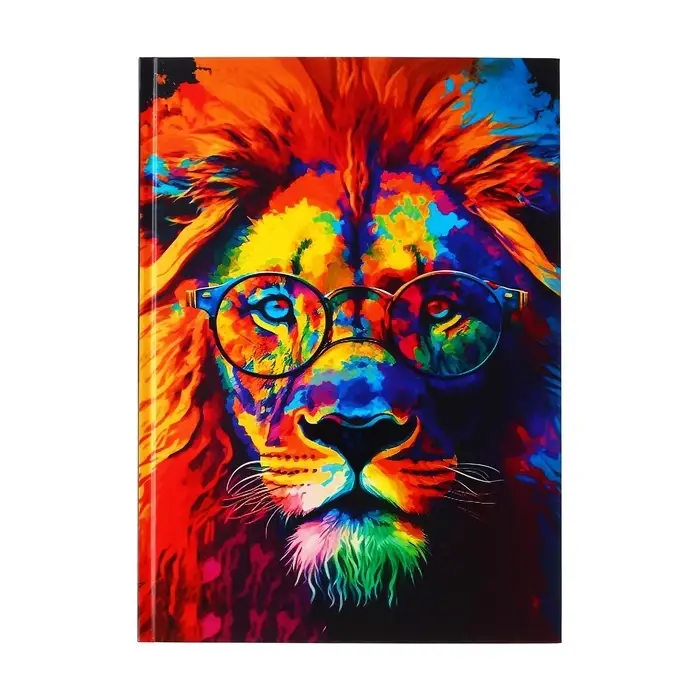 Колледж-тетрадь Calligrata TOP &laquo;ЛЕВ. МОЗАИЧНЫЙ НЕОН&raquo; А4, 160 листов, в клетку, в твёрдой обложке 7БЦ, матовая ламинация, выборочный лак