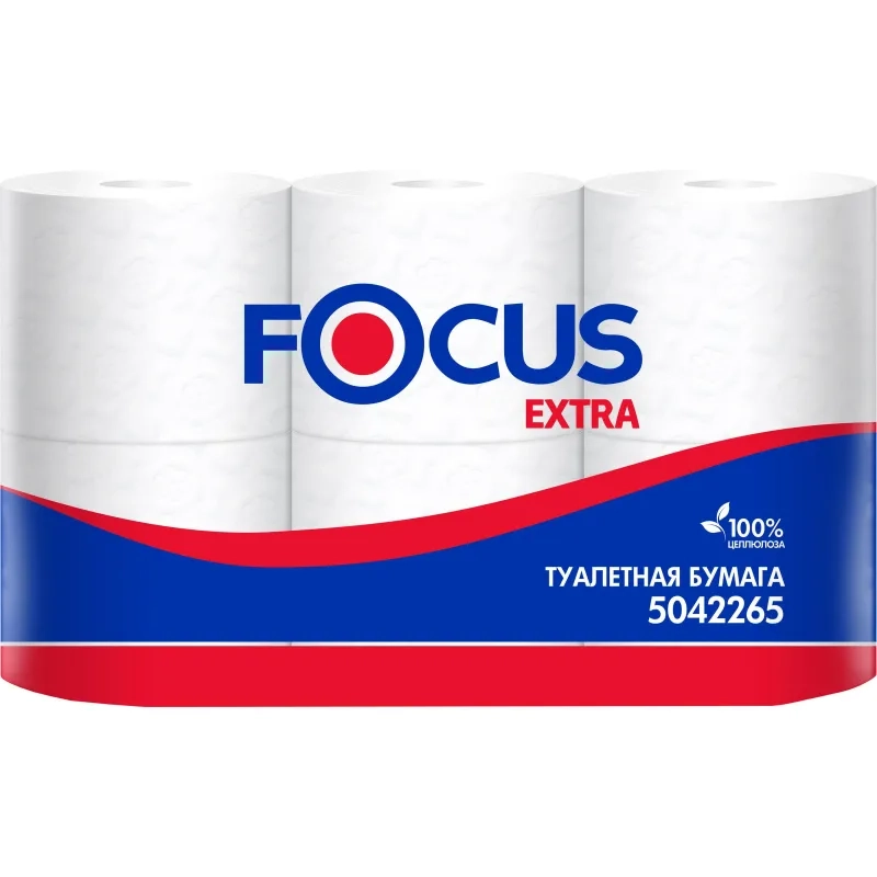 Бумага туалетная Focus Extra 2слбел 100%цел 48м 6рул/уп 5042265/5067596