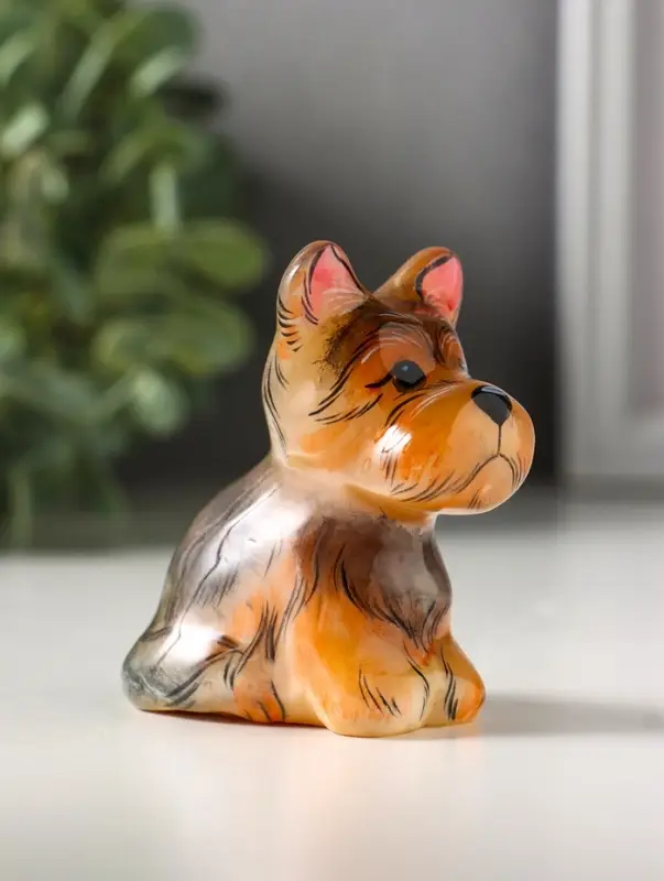 Фигурка &laquo;Собака Йорк терьер&raquo;, 6.5&times;7.5 см, селенит, МИКС