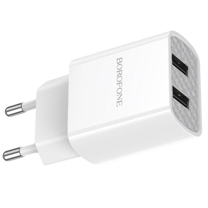 Сетевое зарядное устройство Borofone BA53A, 2xUSB, 2.1 А, белое Сетевое зарядное устройство Borofone BA53A, 2xUSB, 2.1 А, белое