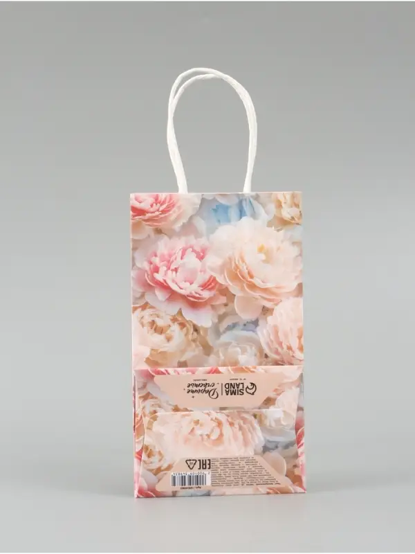 Пакет подарочный &laquo;Цветы&raquo;, 12 х 21 х 9 см
