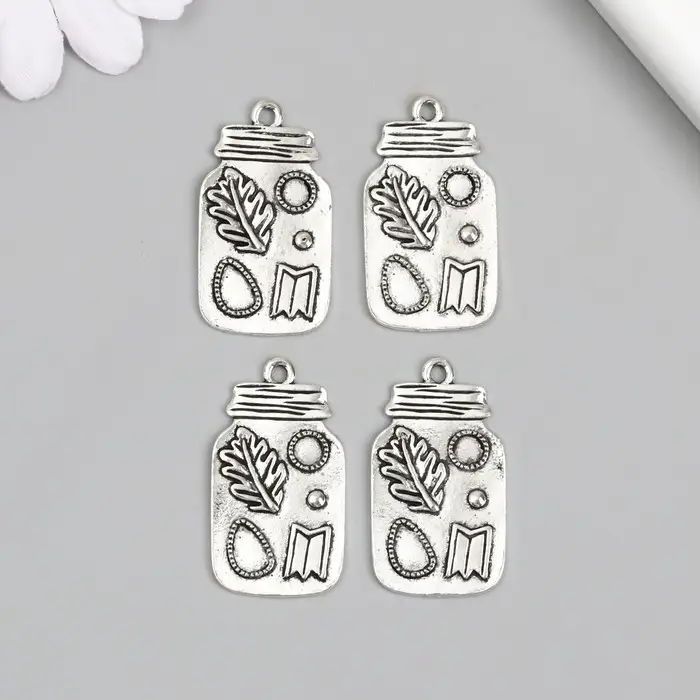 Металлический элемент, декоративная подвеска «Арт Узор. Баночка с чудесами», 3.5×2 см