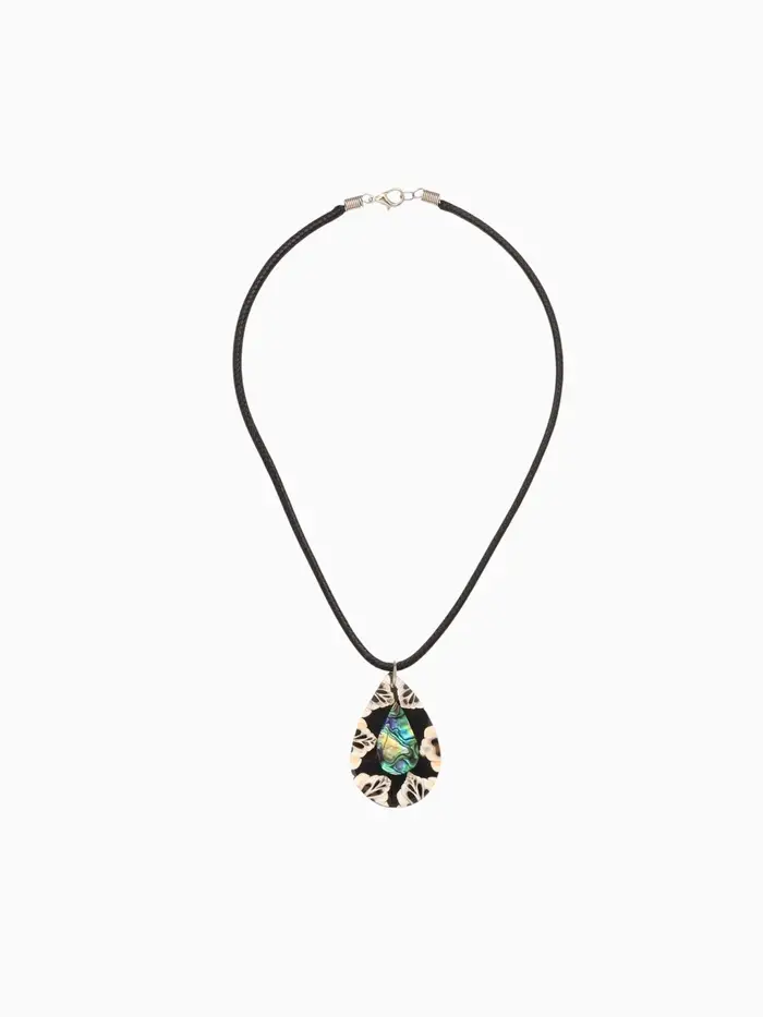 Кулон "Капля" ракушка 25,5 см, цв. чёрно-белый