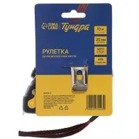 Рулетка ТУНДРА, двухкомпонентный корпус, автостоп, 10 м &times; 25 мм