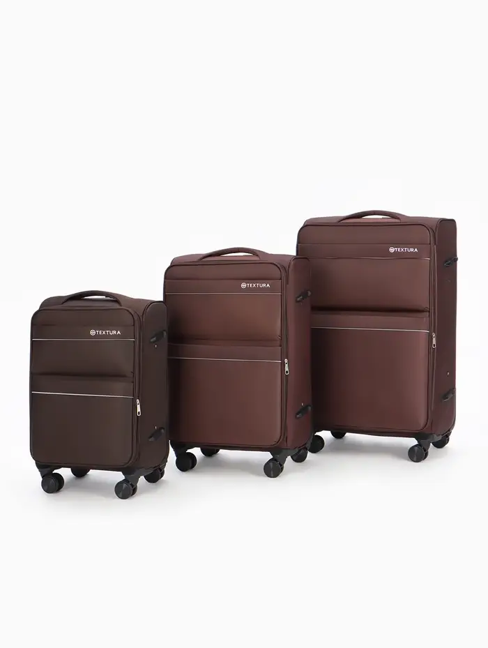 Чемодан на колёсах TEXTURA, с увеличением, кодовый замок, 42&times;26&times;68 см, 24", коричневый