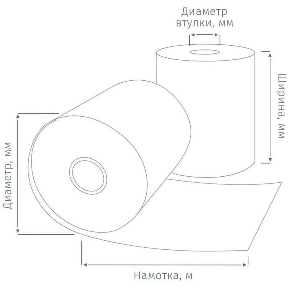 Ролики для касс Комус 57 мм 19м вт.12 т/б 44гр/м2, 12 шт/уп (спайка)