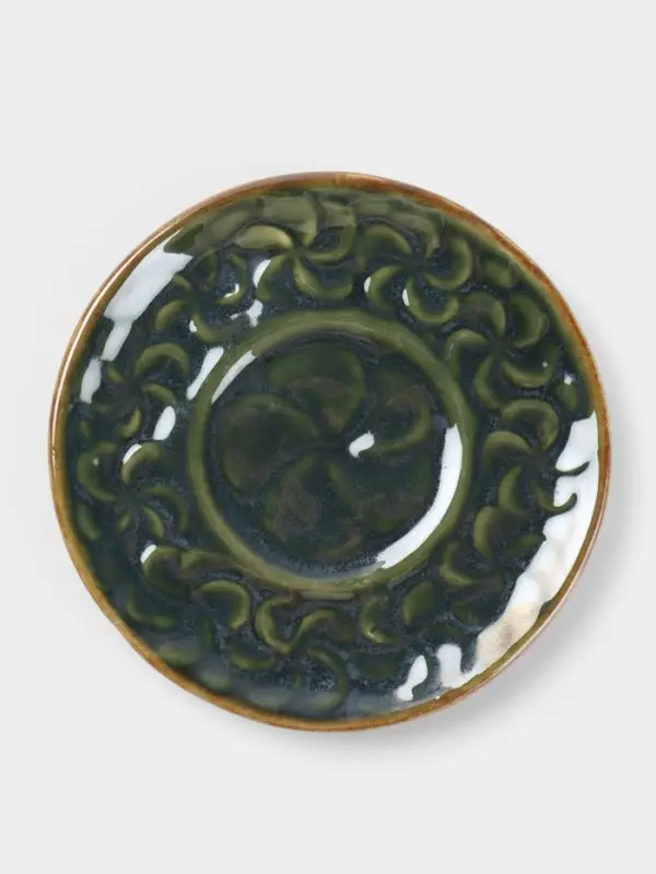 Чашка с блюдцем &laquo;Флора 1&raquo;, 13&times;13&times;8 см, керамика, зелёная