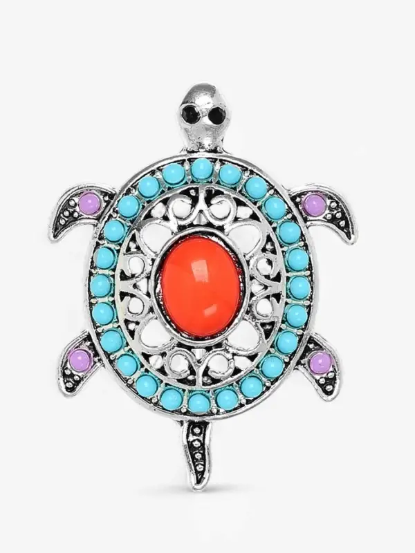 Брошь &laquo;Этника. Черепашка&raquo;, разноцветная в серебре