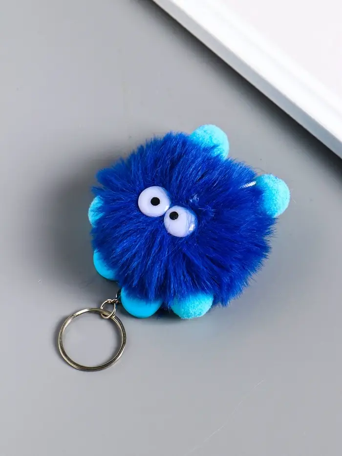 Брелок для ключей на кольце &laquo;Пушистик с ушками&raquo;, мягкий, на сумку, рюкзак, 10 см, МИКС