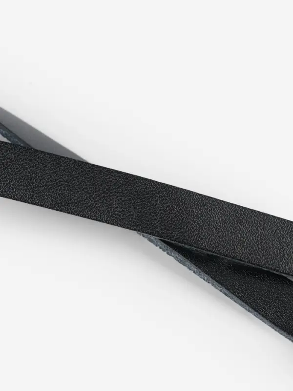 Ручка для сумки из натуральной кожи, регулируемая, с карабинами, 60&plusmn;2 см &times; 1.2 см, цвет чёрный, серебряный