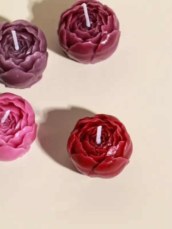 Набор свечей декоративных "Пионы" 5 шт 3,5х3,5х2,5 см розово-фиолетовые 6,5х22,5х3,5 см