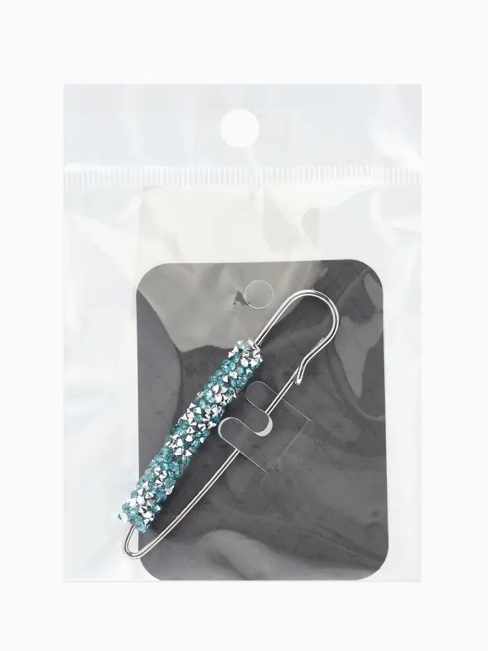 Булавка &laquo;Вечеринка&raquo; стразы, 7 см, голубая в серебре