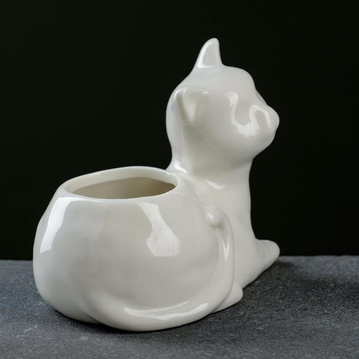 Горшок Горшок "Котенок" белый, 13х10,5х12,5см