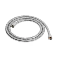 Душевой шланг ZEIN Z21PS, растягивающийся 150-200 см, гайки латунь, нержавеющая сталь, Имп/Имп