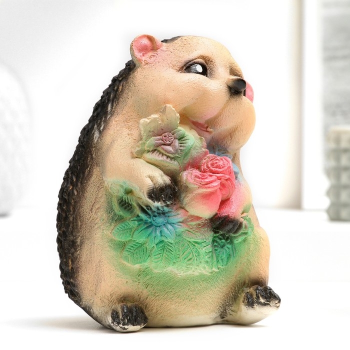 Копилка для денег «Ёжик с цветами», гипс, 11×11×15 см Копилка для денег «Ёжик с цветами», гипс, 11×11×15 см