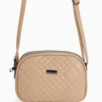 Сумка женская кросс-боди на молнии, 19&times;7&times;15 см, в клетку, бежевая