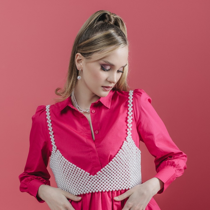 Серьги с жемчугом «Грейс» две бусины, цвет белый в золоте, шар №20 Серьги с жемчугом «Грейс» две бусины, цвет белый в золоте, шар №20