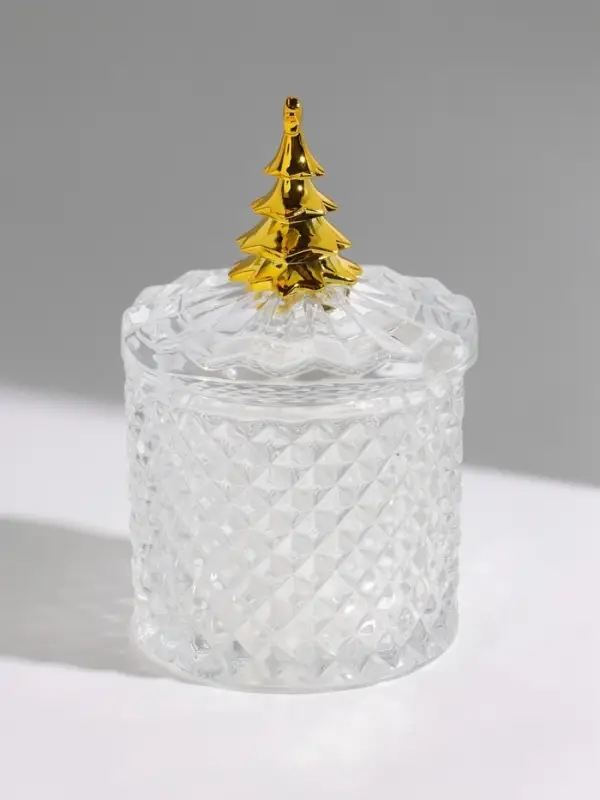 Шкатулка стеклянная &laquo;Золотая ёлочка&raquo;, 6.6&times;6.6&times;10.5 см