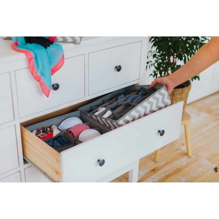 Органайзер для хранения белья «Зигзаг», 12 ячеек, 32×32×10 см, цвет серый Органайзер для хранения белья «Зигзаг», 12 ячеек, 32×32×10 см, цвет серый