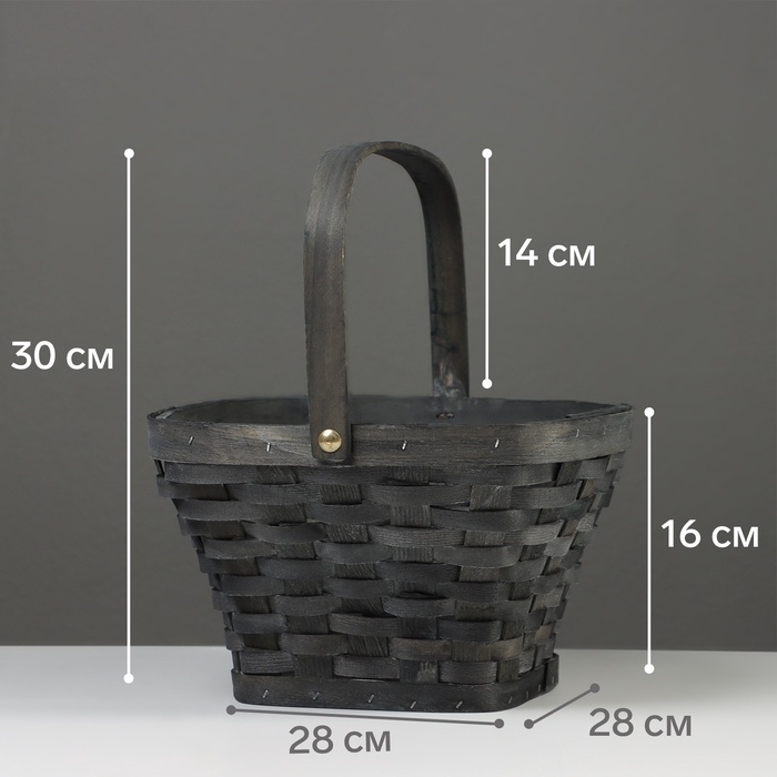 Набор корзин плетёных, 3 шт., 28×28×16 см, 23×23×14 см, 18×18×12 см, ива, серая