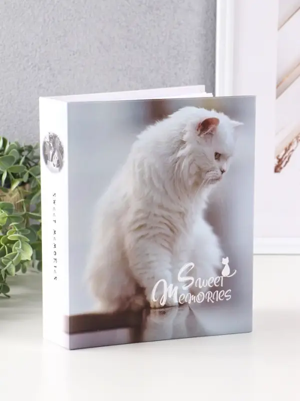 Фотоальбом 200 фото 10X15см, "Белая кошечка",ПП карм.